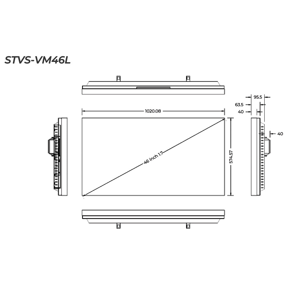 STARVIEW 46" 500 NITS FHD EVEN BEZEL 0.88MM VIDEO WALL STVS-VM46L