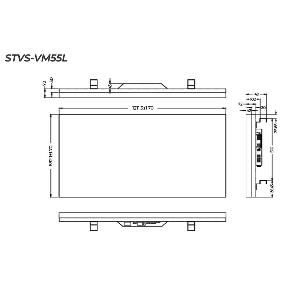 STARVIEW 55" 500 NITS FHD EVEN BEZEL 0.88MM VIDEO WALL STVS-VM55L